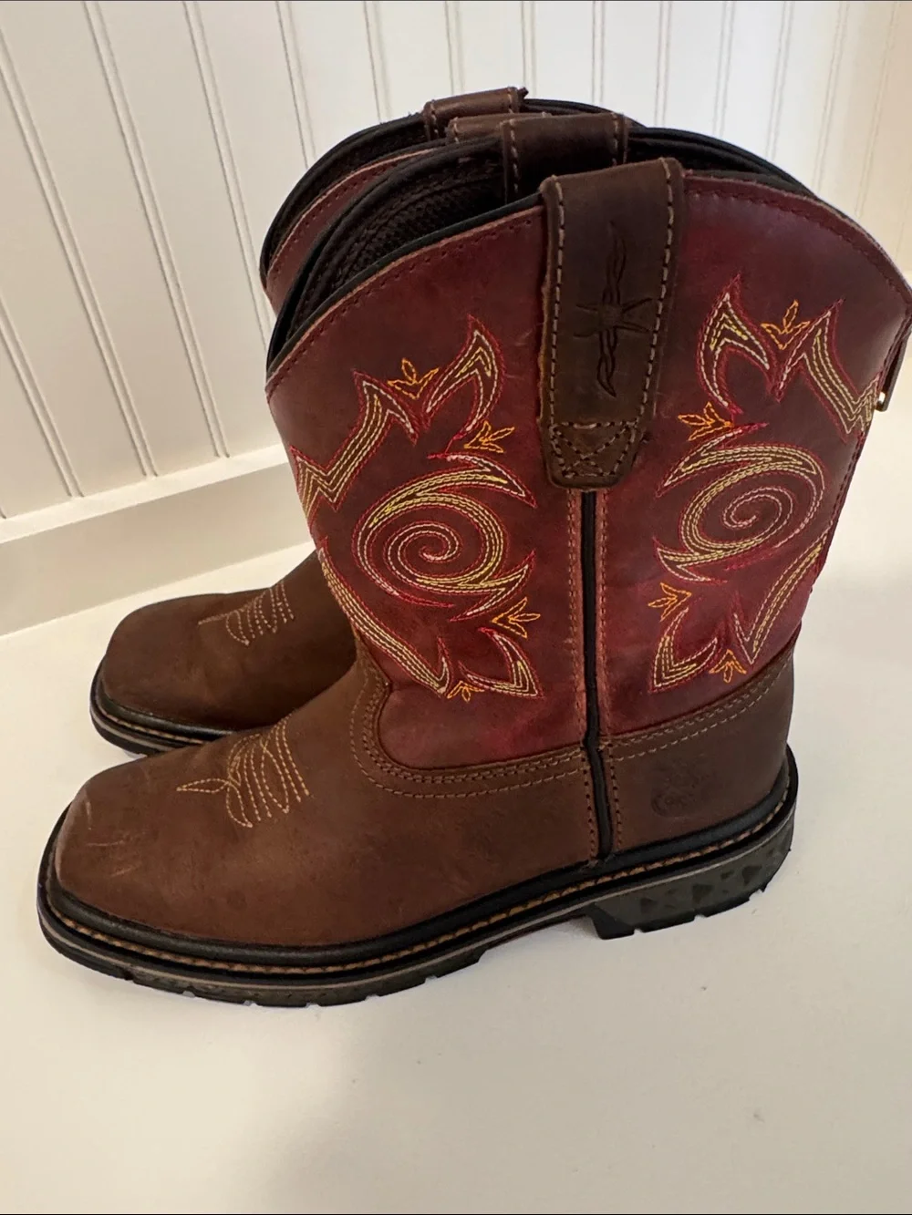 Georgia Kids Carbo Tec LT Pull On Western Cowboy Boots Unisex 2.5m Leather